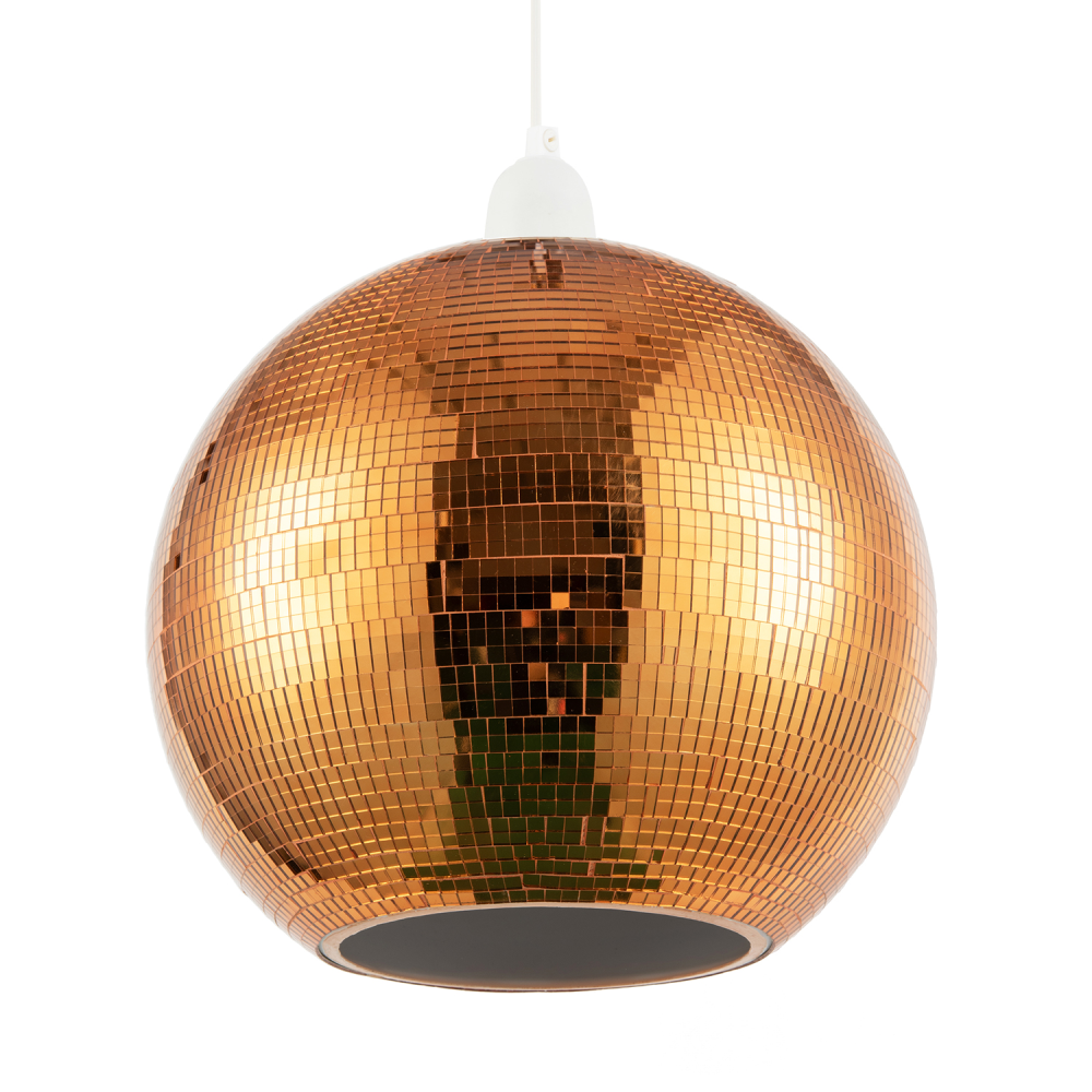 Shiny Disco Mosaic Ball in Vibrant Orange Mirrored Tiled Retro Style by Happy...