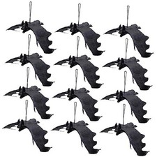 ATDAWN Halloween Hanging Bats, Rubber Bats, Realistic Looking Spooky 12 Bats