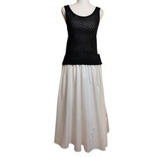 NWT ASTR The Label Size Medium Black & White Mixed Media Crochet Knit Midi Dress