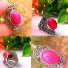 Pink Turquoise Gemstone 925 Sterling Silvar Plated Ring Unisex Bohemian Jewelry