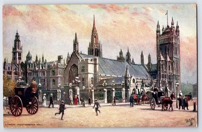 [4M10] Postcard 1908 Raphael Tuck, Westminster Hall London