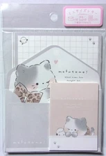 Q-LIA Mofu Cat Friend Mini Letter Envelope Set Made in Japan