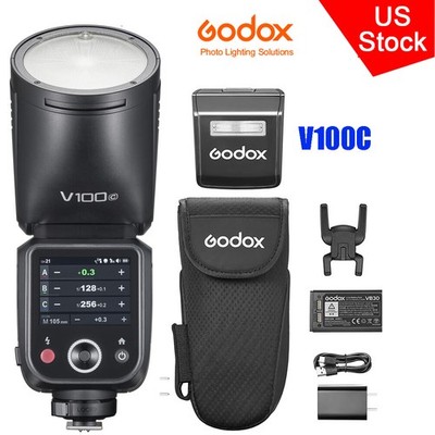 GODOX V100C 100Ws 2.4G TTL Round Head On-Camera Flash Light Speedlite for Canon