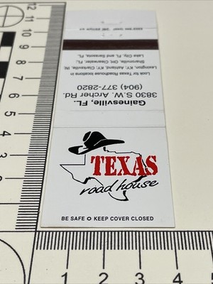 Matchbook Cover  Texas Road House  Gainesville, FL  Unstruck gmg
