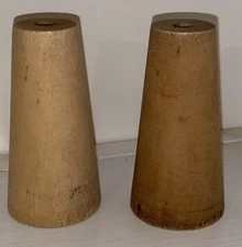 2 Vtg Wood Industrial Thread Cones Empty Spools Factory Sewing Bobbin Primitive