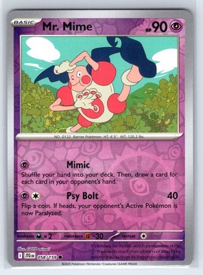 Mr. Mime 058/159 Common Journey Together Pokemon Reverse Holo Near Mint