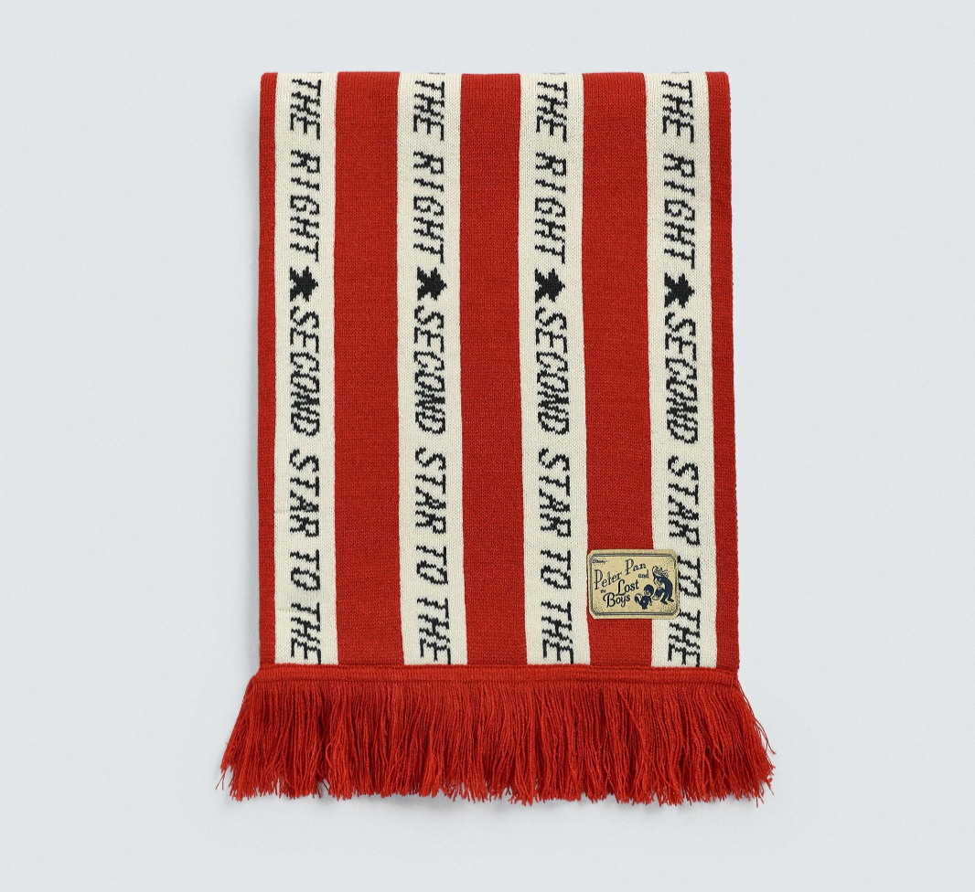 Zara x Harry Lambert x Disney Peter Pan Striped Text Wool Scarf