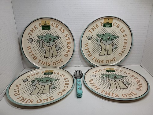 Grogu (Baby Yoda) Set Of 4 Plates & A Spoon & Fork Set Kids 8 In. Star Wars - 第 1/9 張圖片
