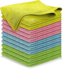 12Pcs USANOOKS Microfiber Cleaning Cloth for Streak-Free Mirror Shine.