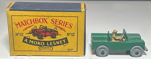 Matchbox Lesney #12 Green Land Rover With Box