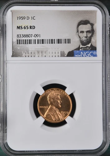 1959 D Lincoln Memorial Cent NGC MS65 RD Portrait Label