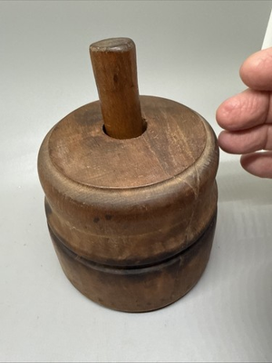 #ad Antique Wood Butter Mold Stamp Thistle 1800s Primitive Kitchen Decor Cottage $68.78