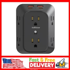 USB Wall Charger Electrical Outlet Extender, Surge Protector, 6 Outlet Splitter.