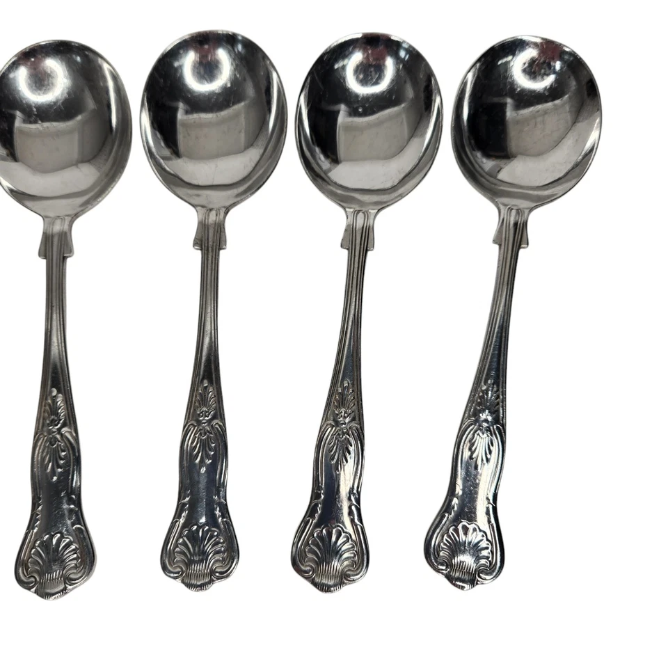 Sheffield Kings Plateado GUMBO Cucharas 6 7/8" Juego de 6 Tazones Redondos Sopa  Foto 4 de 4