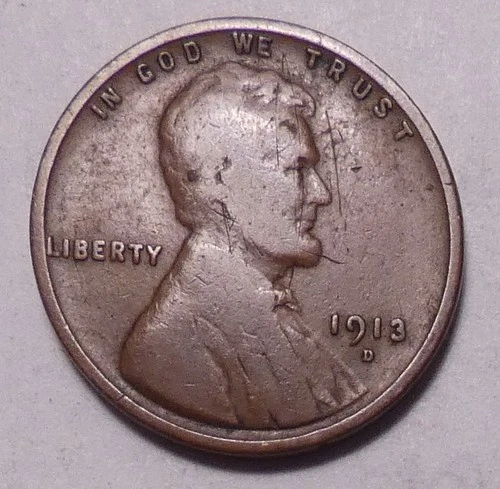 1913 D Lincoln Wheat Cent Penny - Not Stock Photos