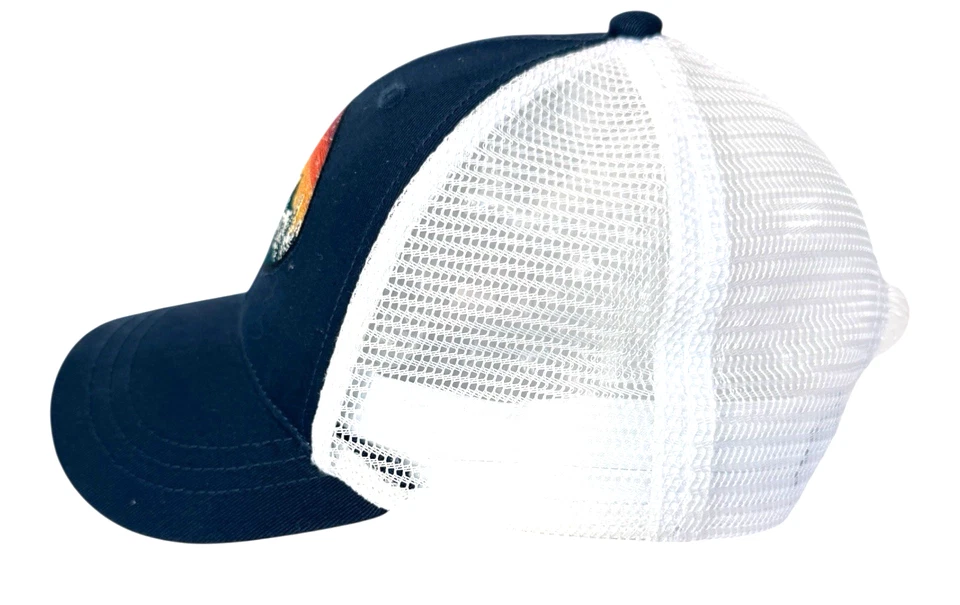 Sombrero J Crew Niños XS-S Azul y Blanco Camionero’s Snap Back Mountain View Malla Foto 2 de 4