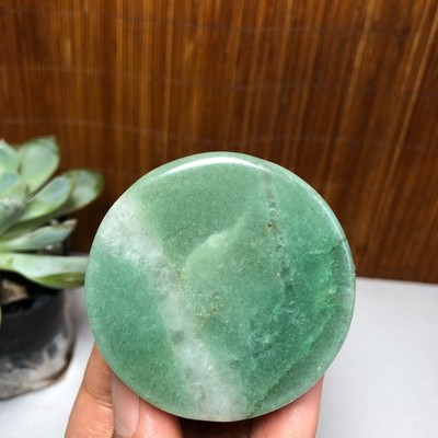 53mm Natural Aventurine Slab/Slice Cup mat disc crystal specimen 100g g7913