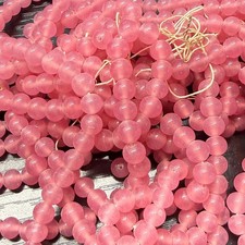 24 pc 8mm Japan Pink Rose Quartz Glass Beads Round Vintage NOS
