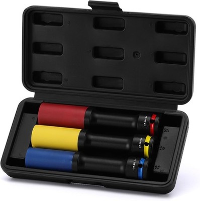 3PCS 1/2'' Drive Non-marring & Thin Wall Lug Nut Impact Socket Set, for Wheel Lug