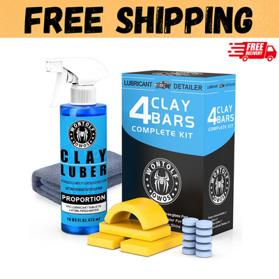 Car Clay Bars Auto Detailing and Clay Luber Synthetic Lubricant Kit, 4 Clay Bars