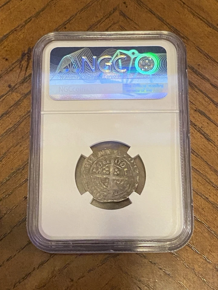 Medio Groat de plata de ley Eduardo III, NGC VF 25 S1640 Post Tratado. Foto 2 de 4