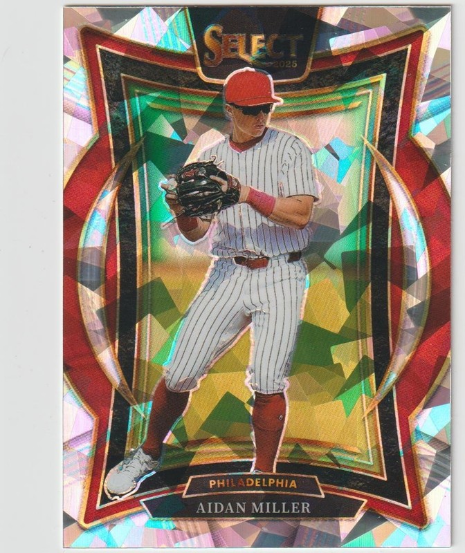 2025 SELECT AIDAN MILLER SS PHILLIES #23 CRACKED ICE PRIZM SP