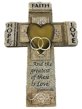 Abbey Gift Faith, Hope, and Love Marriage Wall Cross with Bible Verse Wedding...