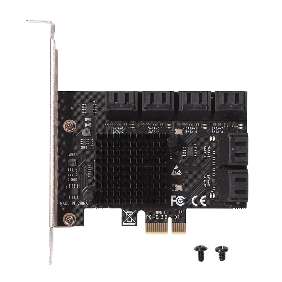 SA3112J PCIE Adapter 12 Port 6Gbps PCI-Express X1 to SATA 3.0 Controller Cards - Image 2 of 4