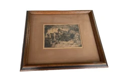 Freda Leibovitz (1919-1986) Etching Street Scene Framed Philadelphia Rivera