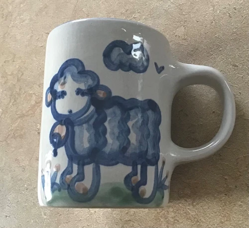 Vtg M.A. Hadley Pottery Coffee Cup Lamb Sheep Mug Vintage THE END 10oz