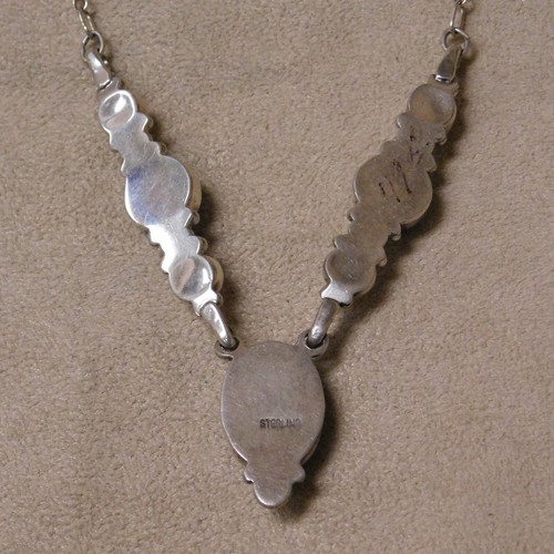 Collana in argento sterling, blocco denim lapislazzuli e perle + - Foto 3 di 5
