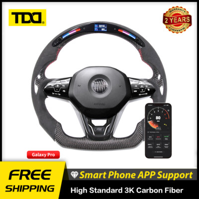 TDD Real Carbon Fiber LED Steering Wheel for Volkswagen MK8 PASSAT B8 POLO VI