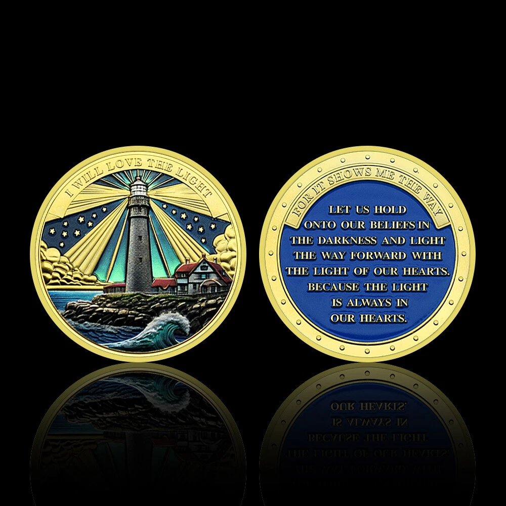 Позолоченная монета «Маяк» Медаль за испытание «Свет наших сердец указывает мне путь» — Изображение 3 из 14