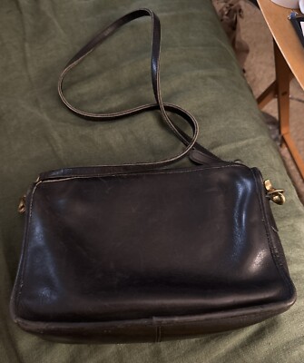 Vintage Coach Black Leather Bag Made In New York City Crossbody