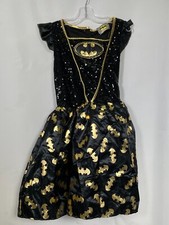 Batgirl Black  Gold Sequin Tutu Dress Up Costume w/ Cape Girl's LARGE