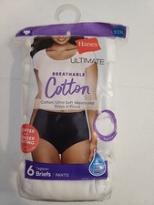 Hanes Ultimate Breathable Cotton Tagless Brief Underwear Size 9/2XL 6 Pack White