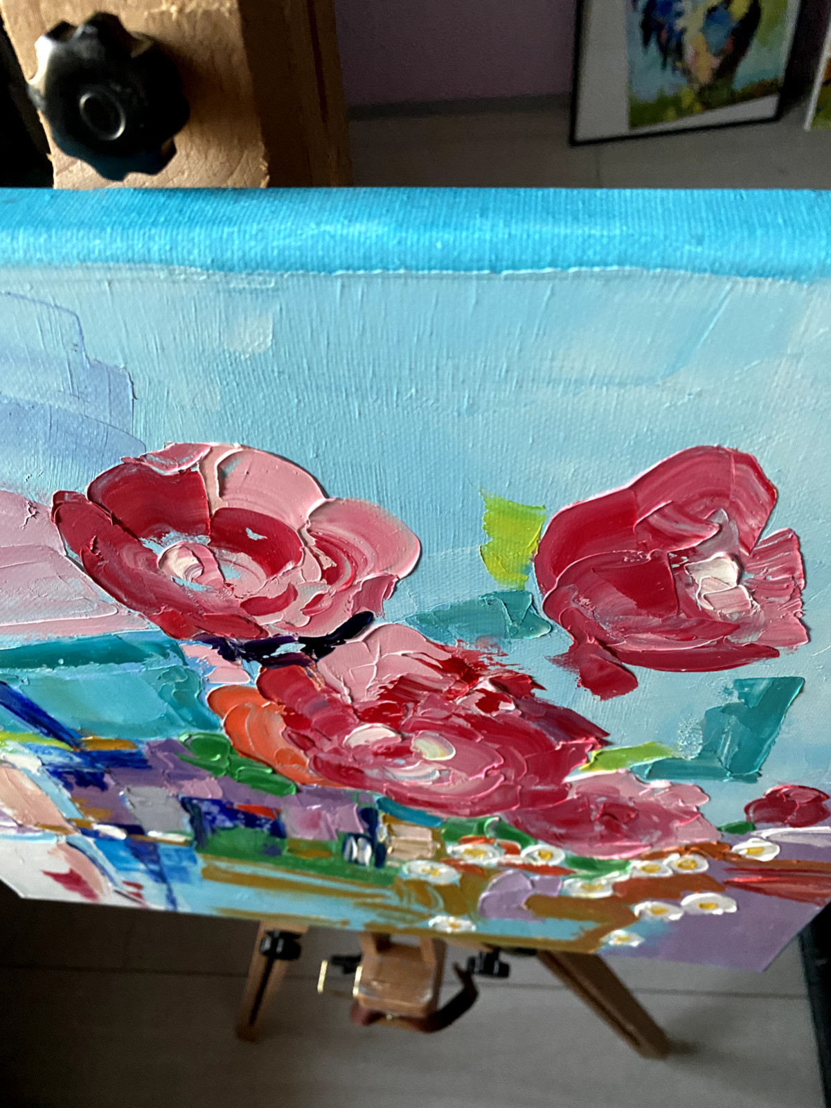 CANVAS Oil Painting Floral ORIGINAL Art Abstract Still Life Art Flower Texture A