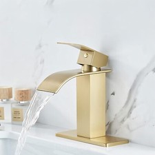 Brushed Gold Bathroom Sink Faucet Single Handle 3 Holes Vanity Basin Mixer Tap