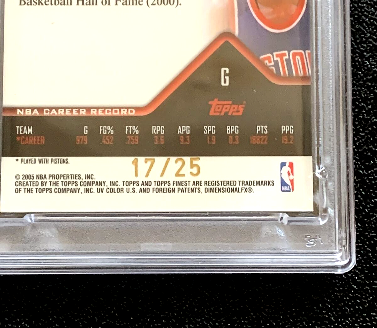 SSP /25 PSA 9 MINT 2004 ISIAH THOMAS FINEST BLUE XFRACTOR #141 