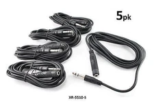 5-PACK 10ft TRS Stereo 1/4 inch (6.3mm) Male to Female Audio Extension Cable