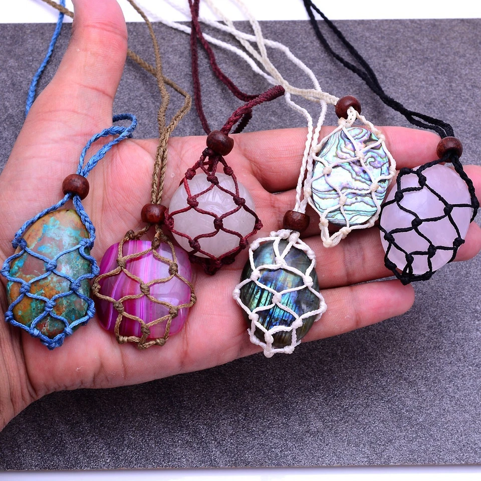 75 Stück Menge Austauschbar Boho Hanf Tribal Edelstein Makramee Anhänger Tasche - Bild 4 von 4