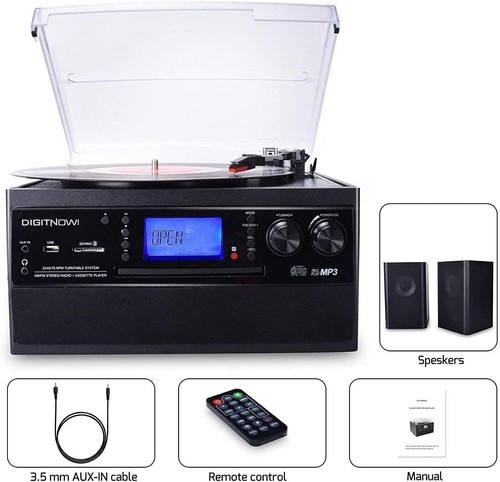 Bluetooth Vinyl Record Player,5 in 1 Music Centre, Turntable with CD, Cassette - Picture 6 of 6