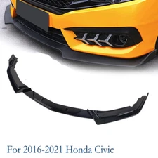 Fits For 2016-2020 Honda Civic Glossy Black Front Bumper Body Kit Spoiler Lip