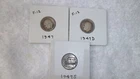 Three Coin Set:  1947  P D  & S   Silver Roosevelt Dime