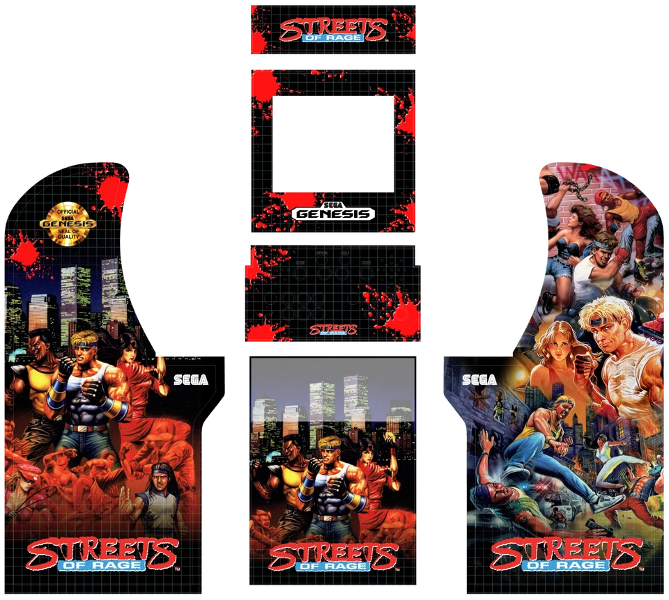 Arcade 1UP Cabinet graphics / artwork full cabinet - Streets of rage SEGA