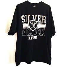 Raiders Silver And Black Nation Shirt Men's 2XL Black Vintage Shaka Wear Rare
