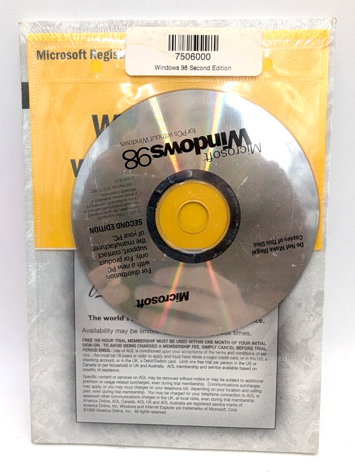 Microsoft Windows 98 Second Edition New Sealed CD w/ COA Product Key | eBay