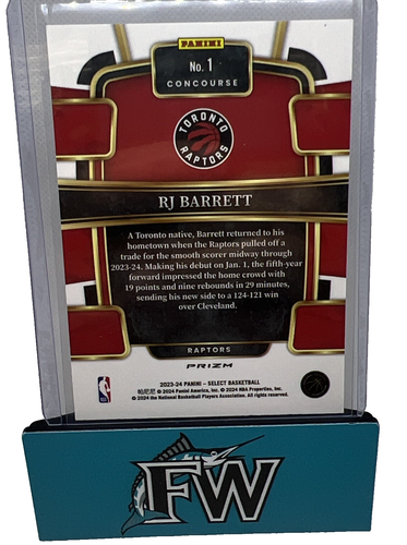 2023-24 Panini Select RJ Barrett #1 Blue Cracked Ice Prizm Concourse Raptors - Picture 2 of 2