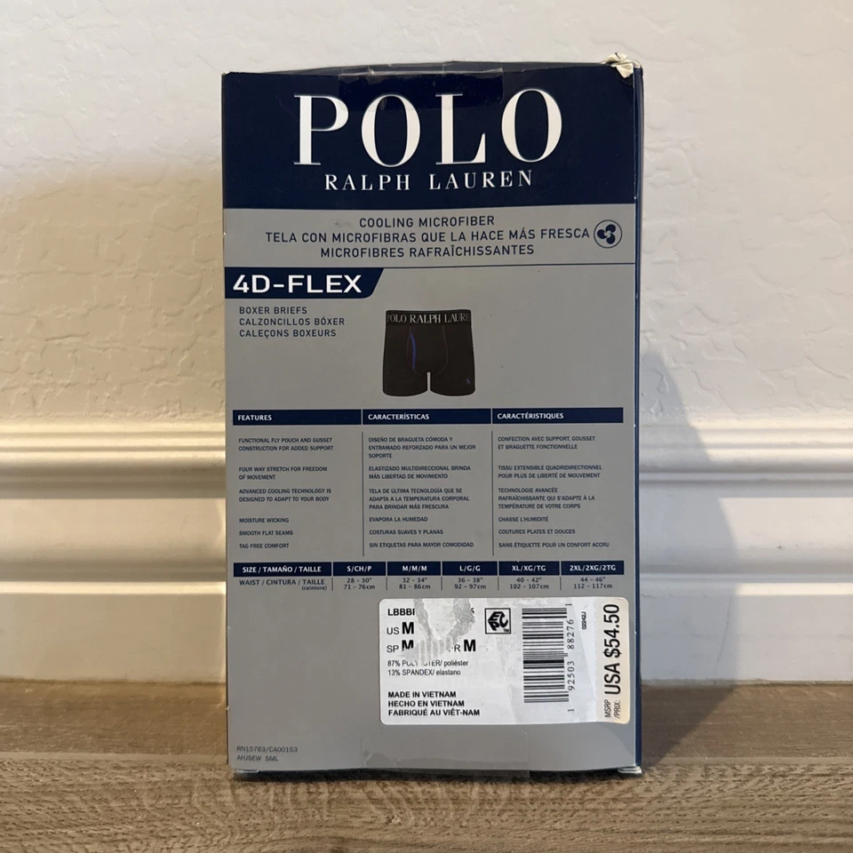 Polo Ralph Lauren 3-Pack 4D-Flex Cool Boxer Briefs Black/Orange/Green Medium - Image 2 of 3