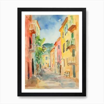 Pescara, Italy Watercolour Streets  Framed Wall Art Poster Canvas Print Picture